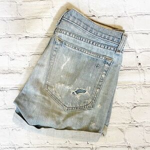 Rag & Bone Light Wash Distressed Denim Shorts